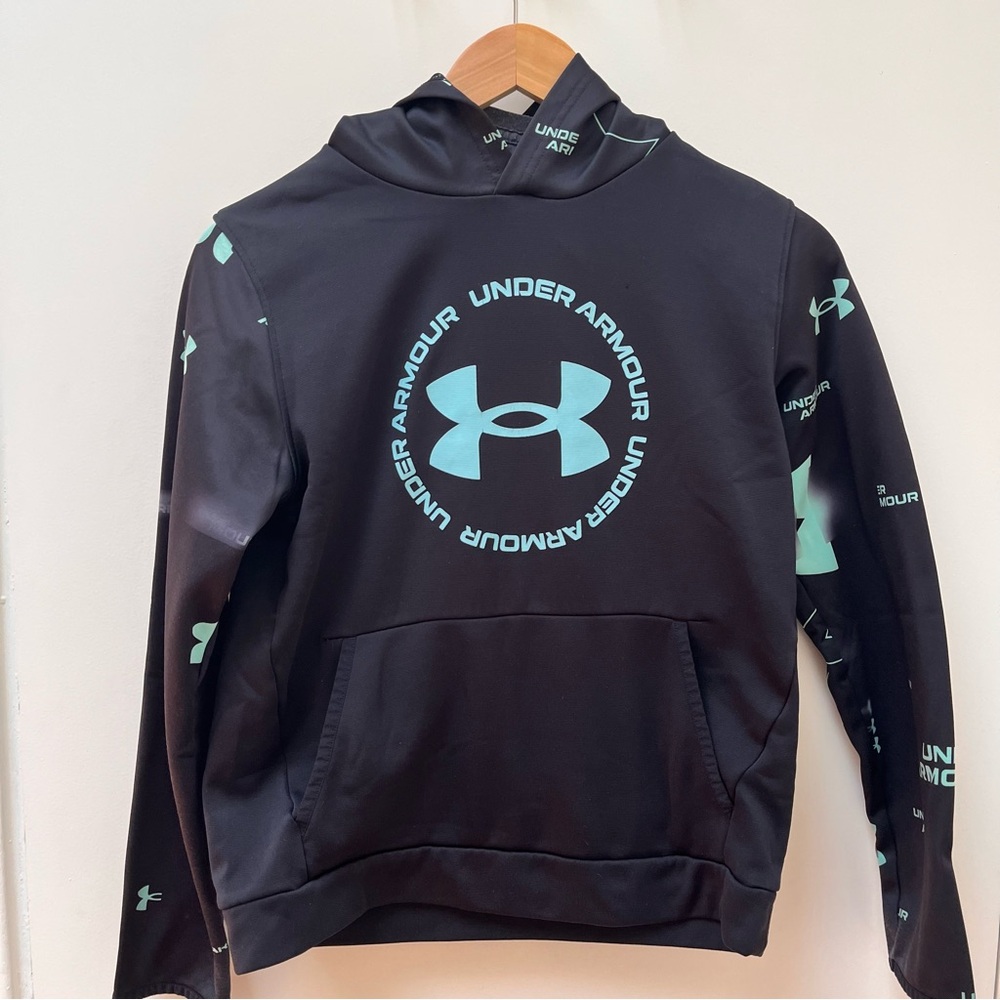 Under Armour Black and Blue Hoodie Youth Large